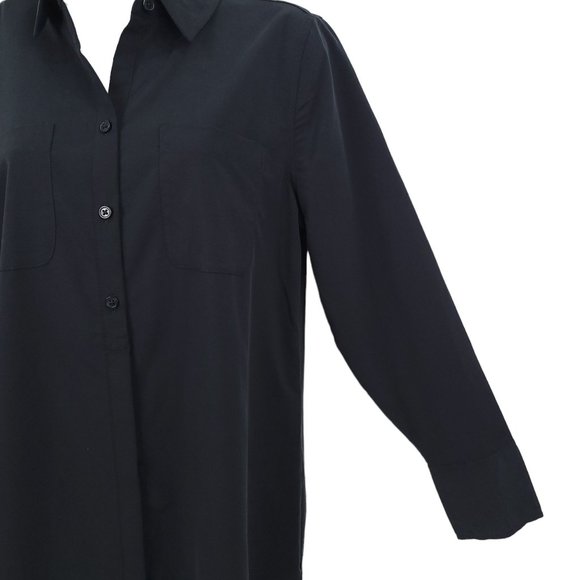 Chicos Half Placket Shirt Fashion Top Womens Size 0 US 4 Black Silky Soft NEW - Picture 6 of 12